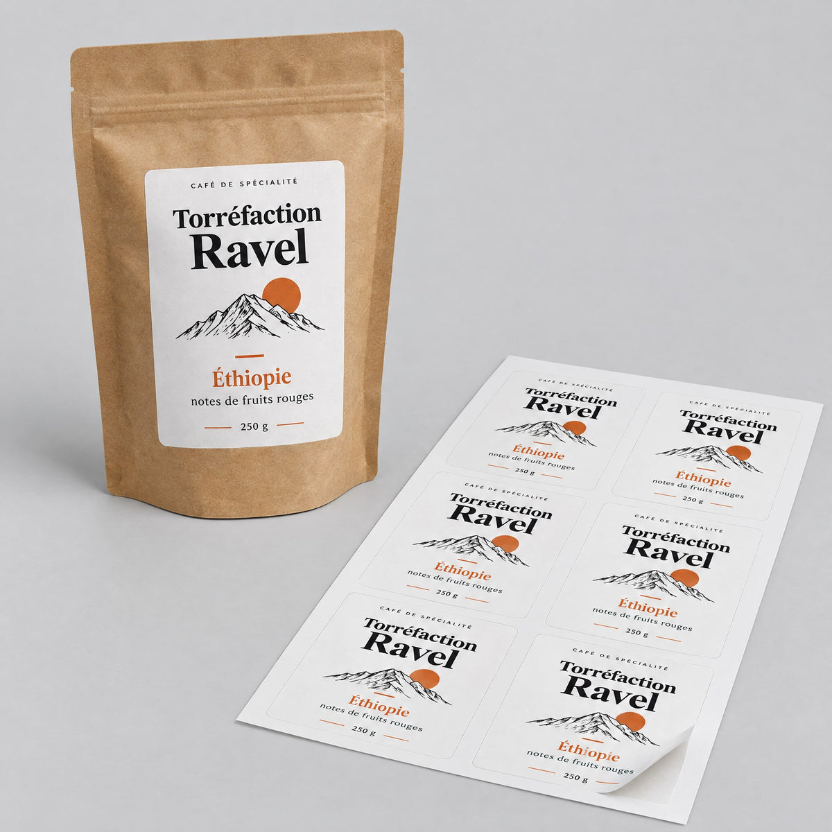 Étiquettes packaging Sachets et pochettes : café, thé, granola, savon solide, doypack