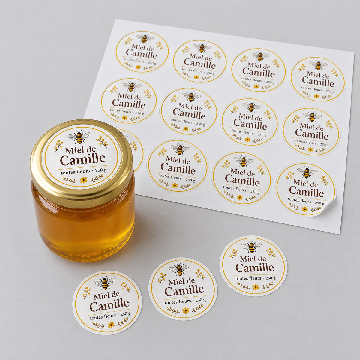 Étiquettes packaging Pots et bocaux : confiture, miel, bougie, cosmétique