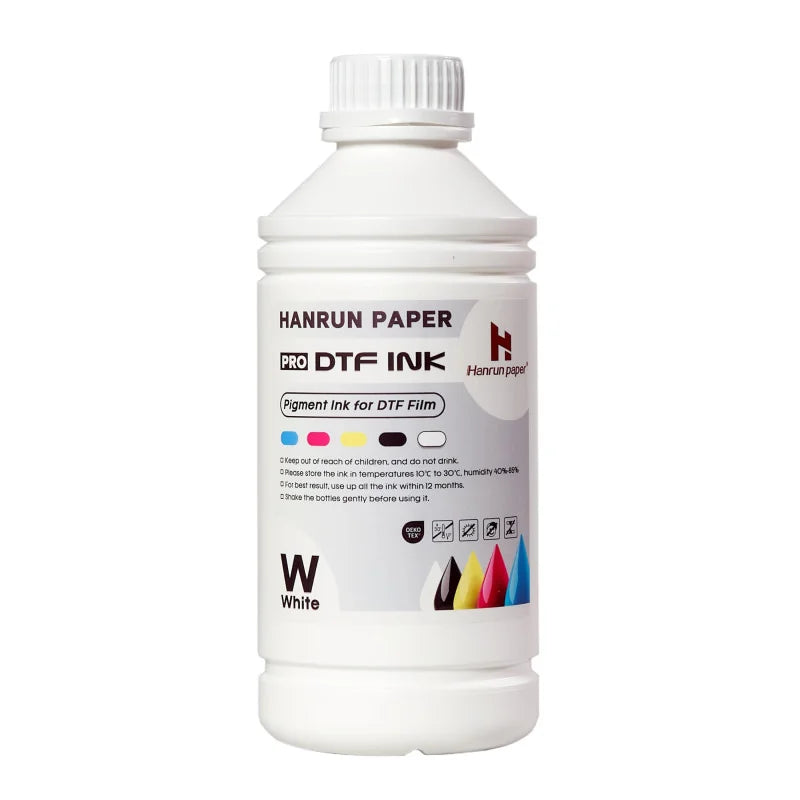 Encre Hanrun PRO DTF – Cyan, Magenta, Jaune, Noir, Blanc 1L
