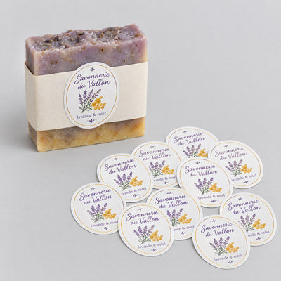 Étiquettes packaging Sachets et pochettes : café, thé, granola, savon solide, doypack