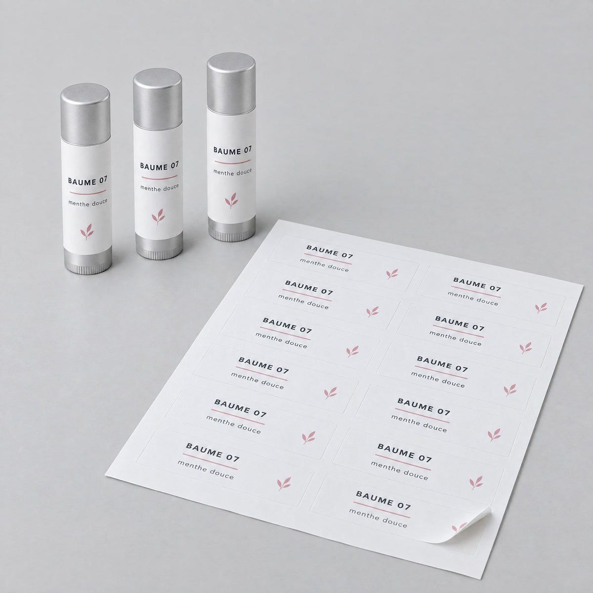 Étiquettes packaging Tubes et cylindres : baume, crème, bougie fine, stick