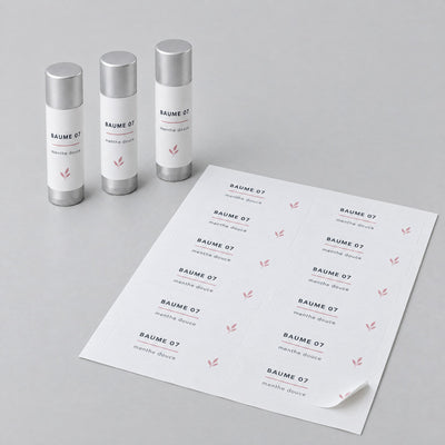 Étiquettes packaging Tubes et cylindres : baume, crème, bougie fine, stick